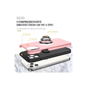 iPhone 11 Pro Max Kılıf Elit Yüzüklü Kapak - Pembe thumbnail 2