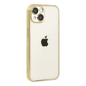 iPhone 15 Kamera Korumalı Lensli Silikon - Gold thumbnail 1