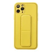 iPhone 11 Pro Kılıf Coco Deri Standlı Kapak - Sarı thumbnail 1