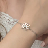 Gümüş Çiçek Bayan Bileklik thumbnail 2