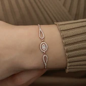 Gümüş Rose Oval Baget Bileklik thumbnail 3