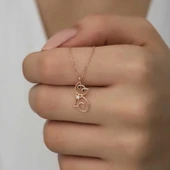 Gümüş Rose Kedi Kadın Kolye thumbnail 2