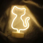 Neon Işıklı Kedi Tasarımlı Lamba thumbnail 2