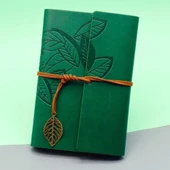 Yeşil Yaprak Desenli Deri Defter thumbnail 1