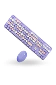 Büro Ev Ofis Bilgisayarı için Sevimli Mor Klavye Mouse Seti thumbnail 1