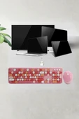 Büro Ev Ofis Bilgisayarı için Sevimli Pembe Klavye Mouse Seti thumbnail 2