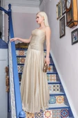 ELBISE STAPLEZ DRAPELİ UZUN thumbnail 9