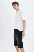 Defacto C2694 Siyah Regular Fit Jean Bermuda Şort thumbnail 6
