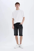 Defacto C2694 Siyah Regular Fit Jean Bermuda Şort thumbnail 2