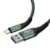 MCDODO CA-7961 Type-C LED Işıklı Data Şarj Kablosu 1m 3A Yeşil thumbnail 2