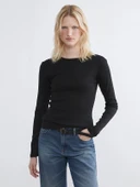 LCWAIKIKI Basic Siyah Bisiklet Yaka Kadın Body thumbnail 1