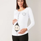 Beyaz Bebek Baskılı Hamile Body thumbnail 4