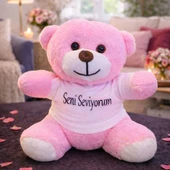 Seni Seviyorum Tişörtlü Pembe Peluş Ayıcık thumbnail 2
