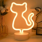 Neon Işıklı Kedi Tasarımlı Lamba thumbnail 3