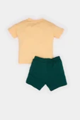 Defacto E6920 Turuncu Erkek Bebek 2'li Takım Kısa Kollu Tişört Beli Lastikli Şort thumbnail 4