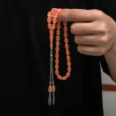 Gümüş Püskül Sıkma Kehribar Tesbih thumbnail 3