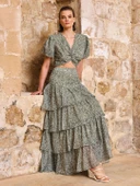 ÇİÇEK DESENLİ CROP BLUZ thumbnail 3