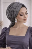 Füme Işıltılı Abiye Tokalı Bone thumbnail 2