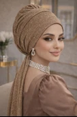 Bej Simli Abiye Atkılı Bone thumbnail 2