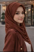Karamel Kahve Şapkalı Şal thumbnail 2