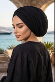 Siyah Çift Katlı Drapeli Salaş Bone thumbnail 1