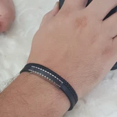 Çelik Deri Erkek Bileklik thumbnail 2