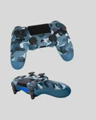 Bluetooth Kablosuz PS4 Gamepad Çift Motorlu Siyah Controller thumbnail 2
