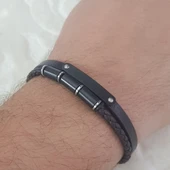 Çelik Deri Erkek Bileklik thumbnail 2