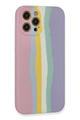 Newface Apple iPhone 12 Pro Max Kılıf Ebruli Lansman Silikon - Pembe-Lila thumbnail 2