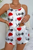 Love Desenli  Saten Şortlu Gecelik thumbnail 3