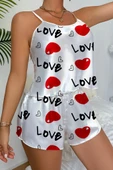 Love Desenli  Saten Şortlu Gecelik thumbnail 1