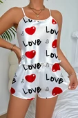 Love Desenli  Saten Şortlu Gecelik thumbnail 2