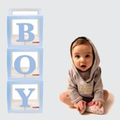 Boy Yazılı Demonte 25 cm Şeffaf Kutu Set Mavi thumbnail 1