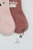 Bistyle 2li Bear Penye Soket Çorap 10116 Pembe thumbnail 3