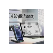 S90 4in1 Kablosuz Şarj Masaüstü Set - Siyah thumbnail 3