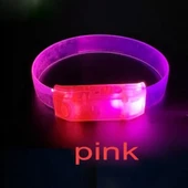 3 Modlu Pilli LED Işıklı Esnek Parti Bilekliği Pembe thumbnail 3