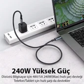 ALLY 40Gbps 240W Type-C 8K Görüntü ve Hızlı Data Şarj Kablosu-(5775) thumbnail 3