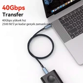 ALLY 40Gbps 240W Type-C 8K Görüntü ve Hızlı Data Şarj Kablosu-(5775) thumbnail 4