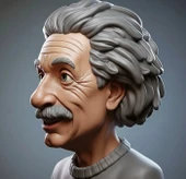 Albert Einstein Karikatür Büst Heykel - Bilim Temalı Dekoratif Figür thumbnail 1