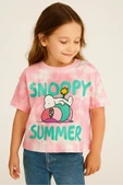 Pembe Batik Snoopy Summer Baskılı Tişört thumbnail 2