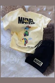 Erkek Çocuk Marvel Baskılı Tişört ve Şort Sarı thumbnail 2