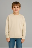 Oversize Basic Sweatshirt, 3 İplik Şardonlu– Krem thumbnail 1