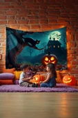 Kedi Temalı Halloween Duvar Halısı thumbnail 4