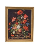 Vazodaki Çiçekler Temalı Goblen Dokuma Tablo 64x79cm thumbnail 1