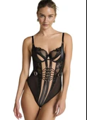 Siyah Bağcıklı Dantel String Body thumbnail 1