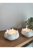 lambader Lotus Alçı Şamdan Çiçek Mumluk thumbnail 4
