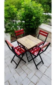 Sofmina Balkon Bahçe Mutfak Bistro Set Katlanır Masa-sandalye Kırmızı thumbnail 3