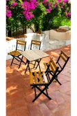 Sofmina Balkon Bahçe Mutfak Bistro Set Katlanır Masa-sandalye Sarı thumbnail 2