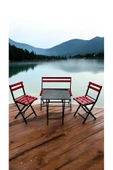 Sofmina Balkon Bahçe Mutfak Bistro Set Katlanır Masa-sandalye Kırmızı thumbnail 3