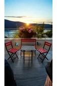 Sofmina Balkon Bahçe Mutfak Bistro Set Katlanır Masa-sandalye Kırmızı thumbnail 2
